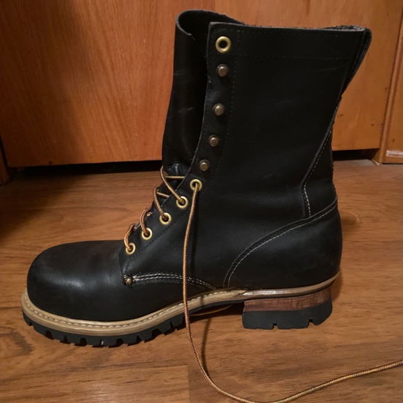 Black Steel Toe Logger Boots - worn once main image 8